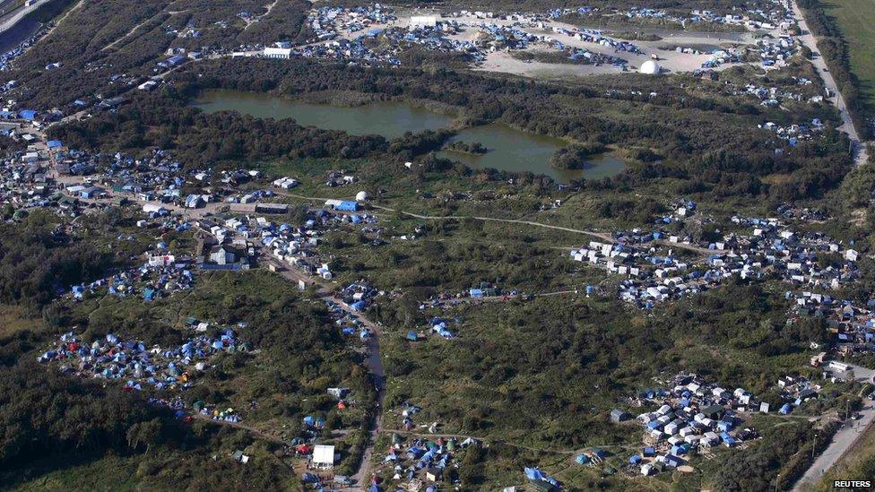 Aerial shot of the Calais 'Jungle'