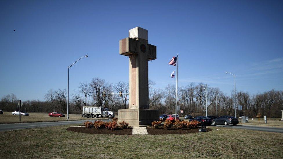 A 40-foot cross that honors 49 fallen World War I soldiers from Prince George's County stands at the busy intersection of Bladensberg and Annapolis roads and Baltimore Avenue