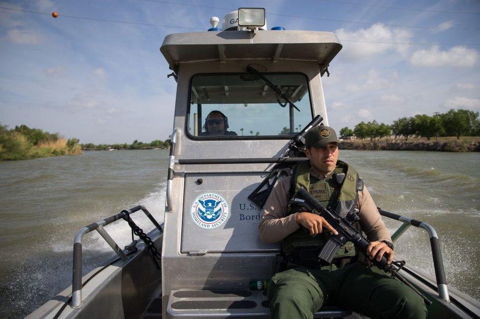 The border, including the Rio Grande River, is policed by US Border Patrol