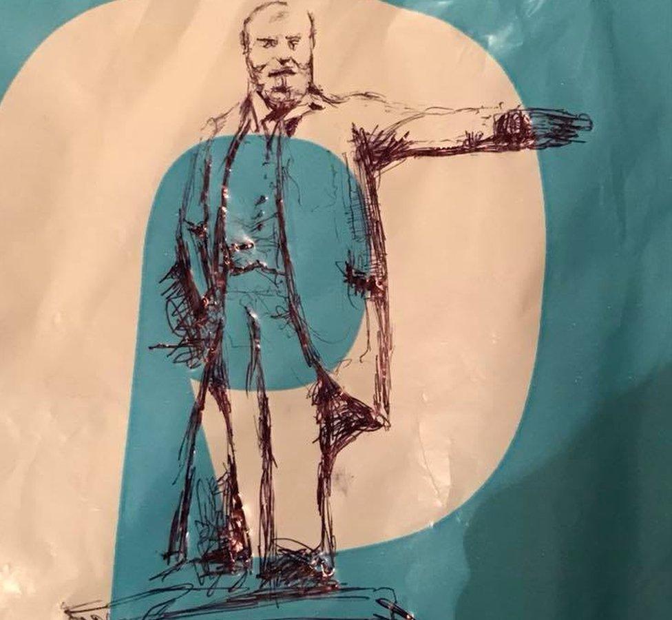 Image drawn by Bagsy on a carrier bag