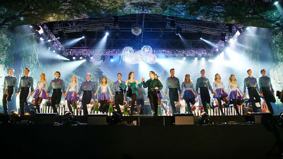 The cast of Riverdance performed on the 20th anniversary of its formation