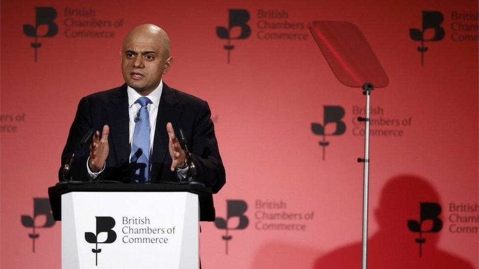 Business secretary Sajid Javid speaking at British Chambers of Commerce annual conference