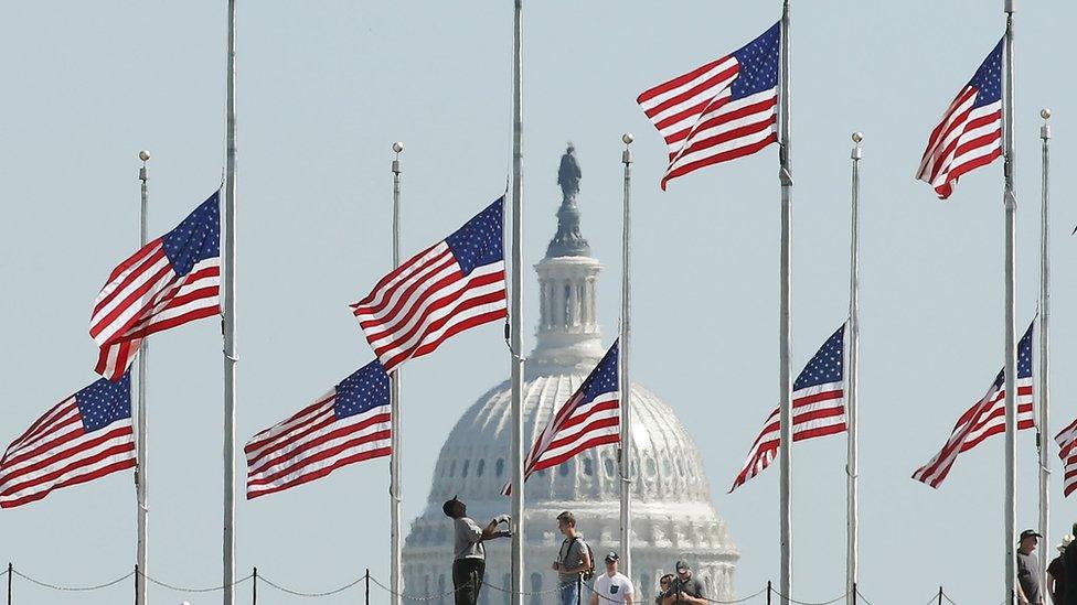 Flags at half-mast in Washington DC on 2 October 2017