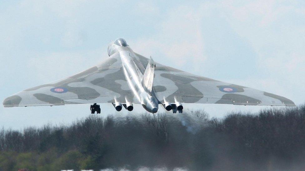 XH558 taking off