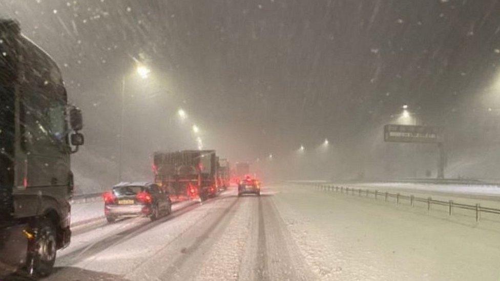 M62 in snow