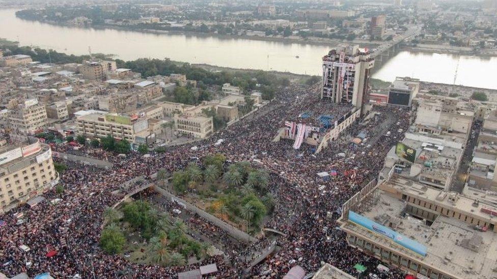 Protesters at Baghdad's Tahrir Square, Iraq. Photo: 2 November 2019