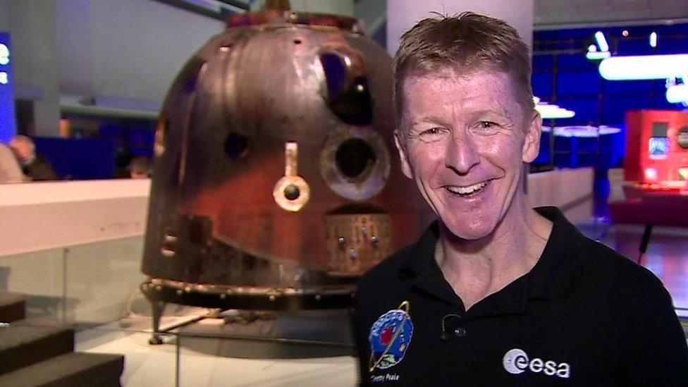 Tim Peake with his Soyuz capsule