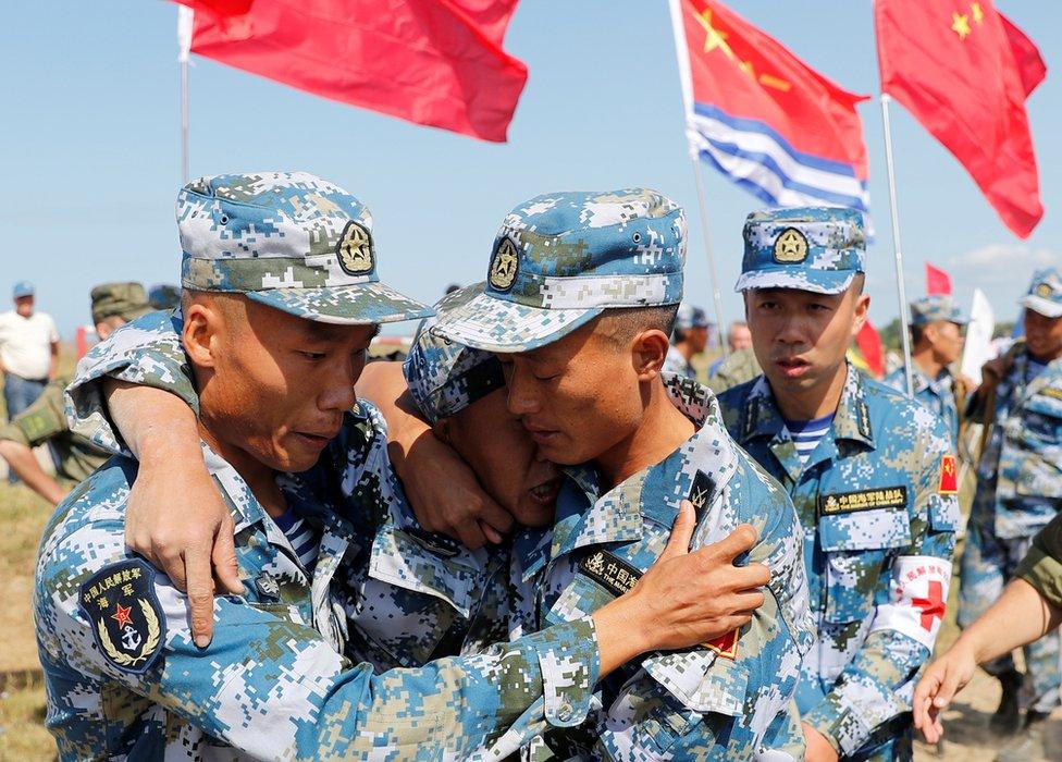 Marines from China take part in the International Army Games 2019 at the Khmelevka firing ground on the Baltic Sea coast in Kaliningrad Region, Russia August 8, 2019.