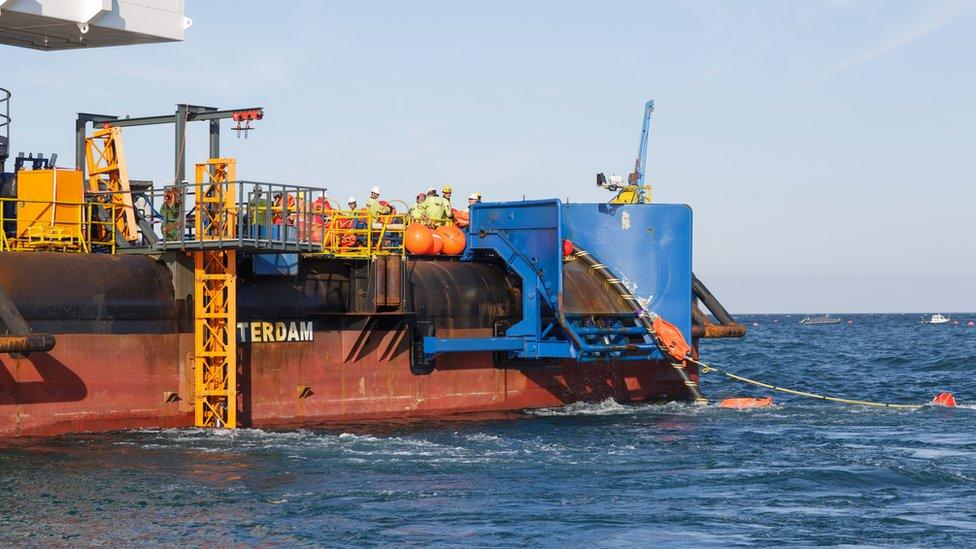 Cable ship Stemat Spirit laying the cable