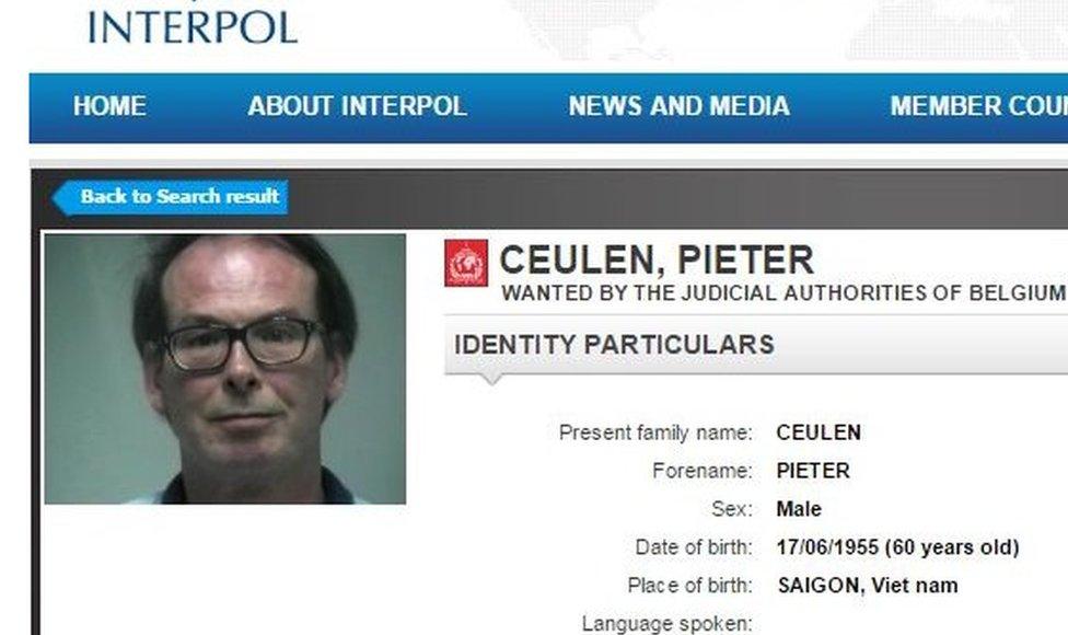 Pieter Ceulen Interpol page