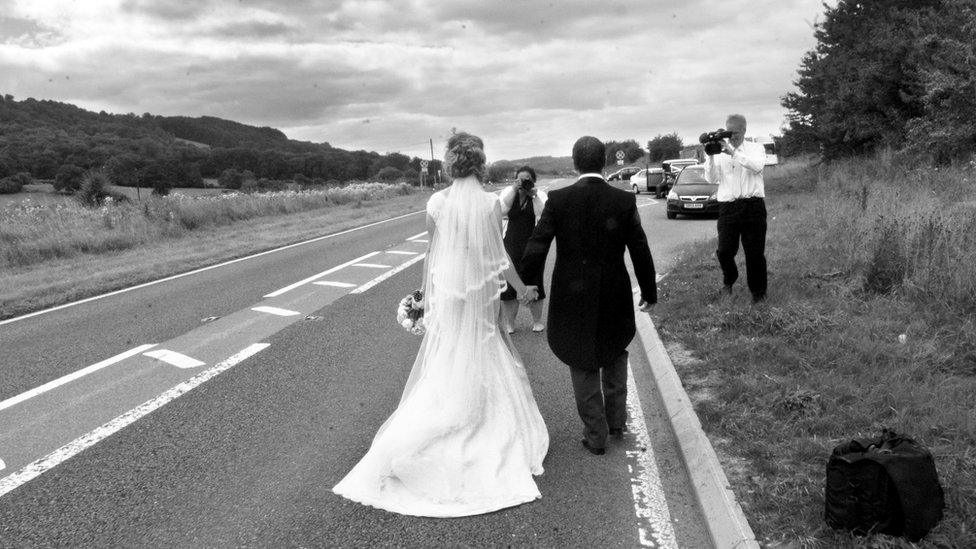 A couple getting married just off the A470