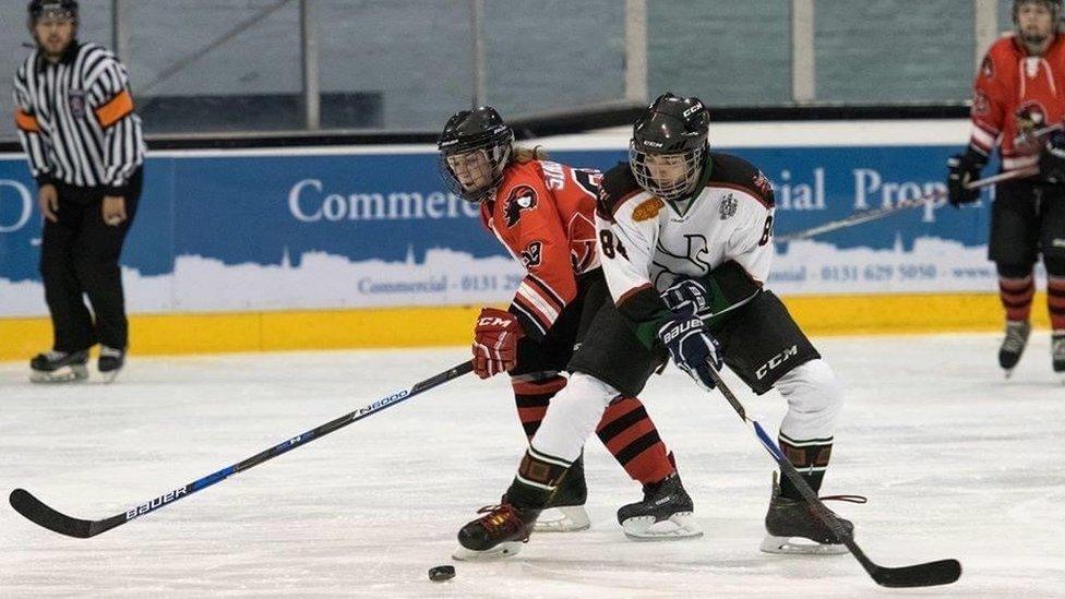 Caledonia Steel Queens playing ice hockey match