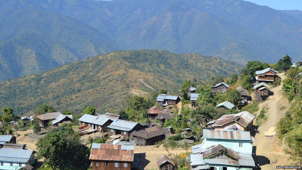 View of Mualpi and the mountains where villagers grow poppy crop