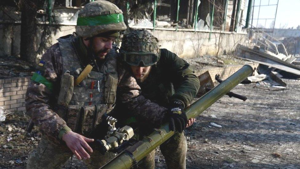 Ukrainian troops in Bakhmut