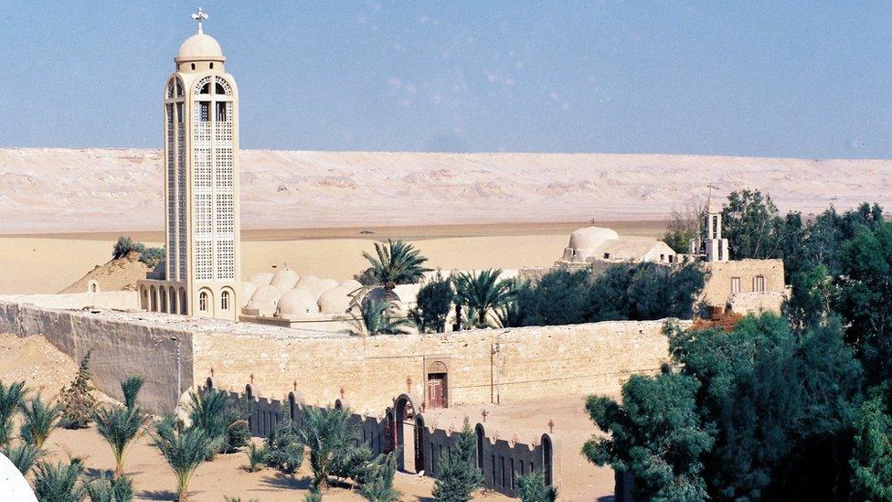 An undated picture shows the Monastery of St Samuel the Confessor in central Egypt