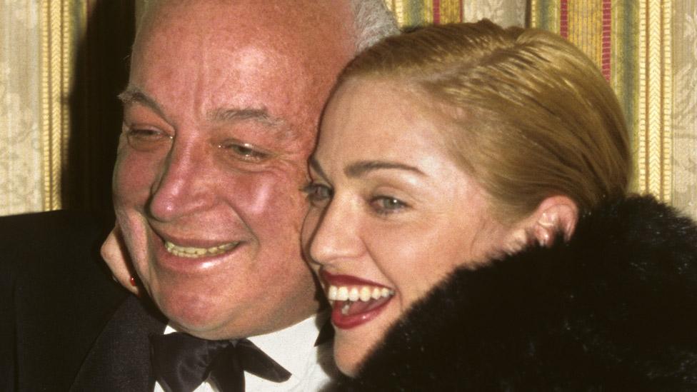 Seymour Stein and Madonna at the 11th Annual Rock and Roll Hall of Fame Induction Dinner, 1996