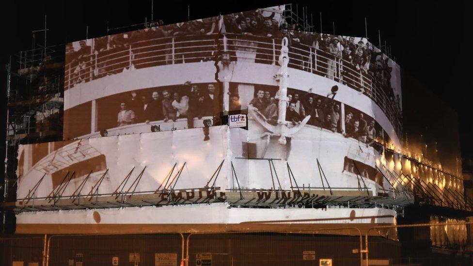 Empire Windrush projection