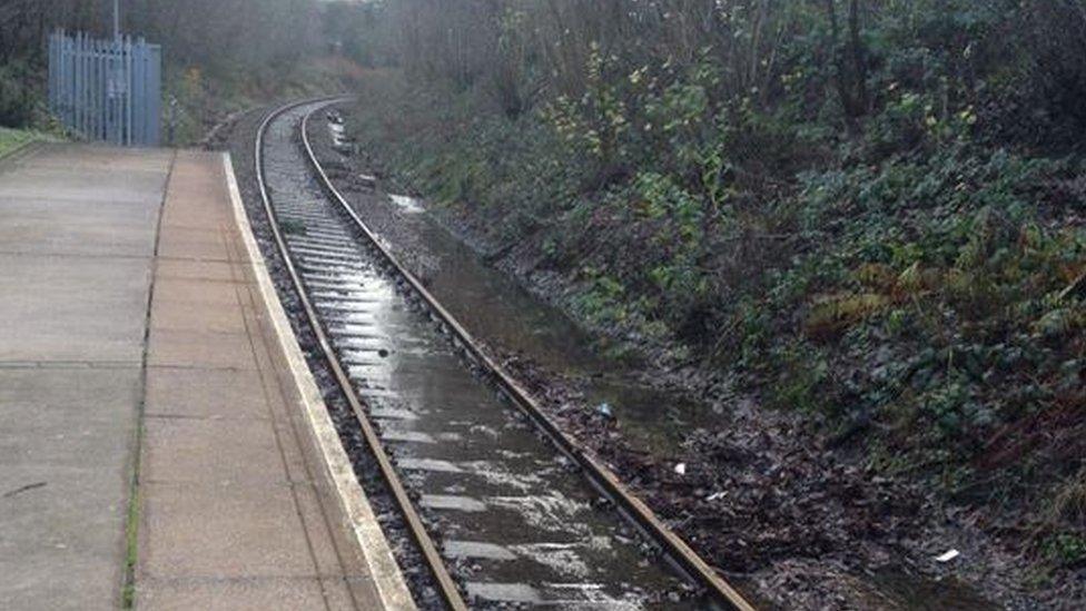 Flooding at North Llanrwst railway station