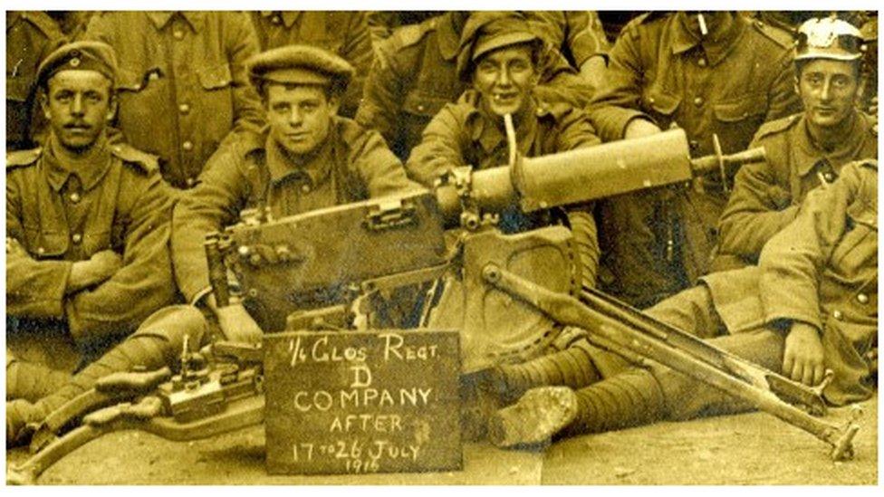 Detail of photo showing German Maxim machine gun