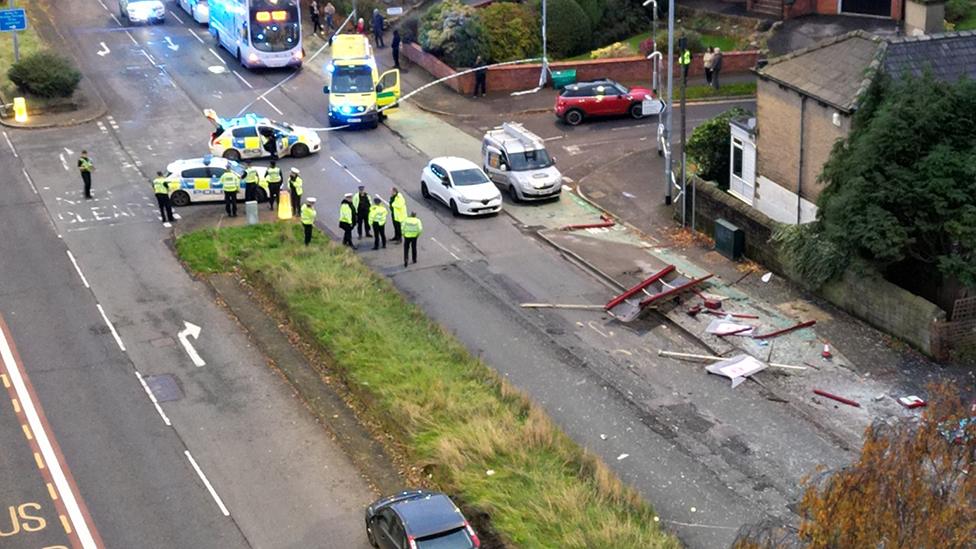 Damaged bus stop