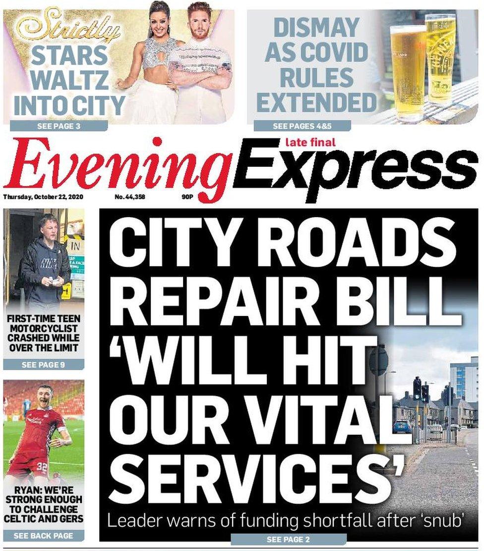 Evening Express front page