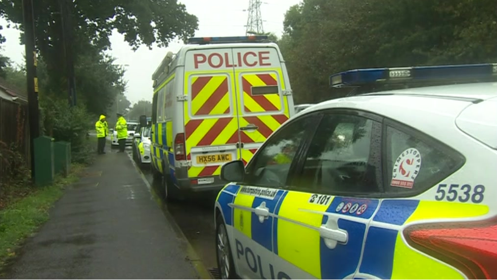 Police outside the home on Salisbury Road, Totton