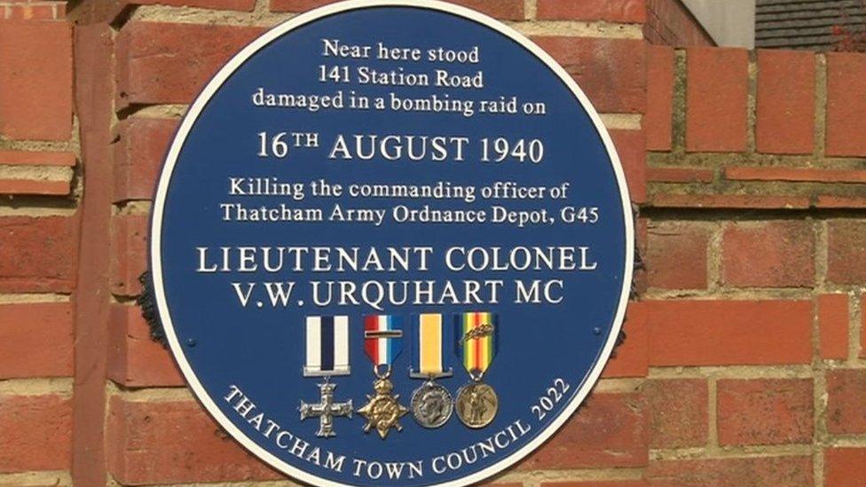 Lt Col Vernon Watkins Urquhart blue plaque