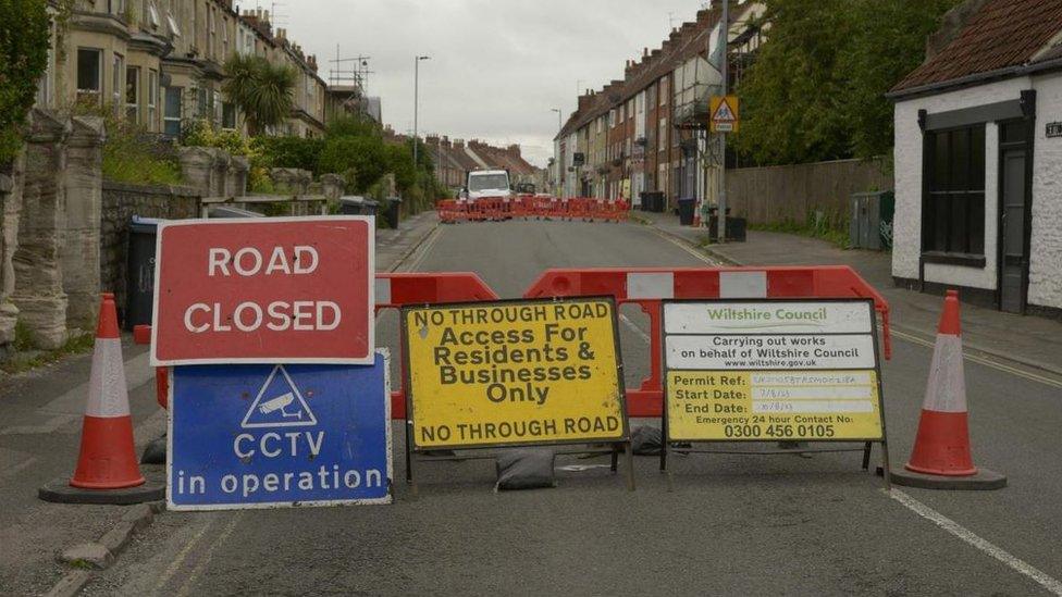 Road closure signs