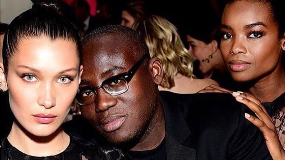 Edward Enninful, Bella Hadid and Maria Borges