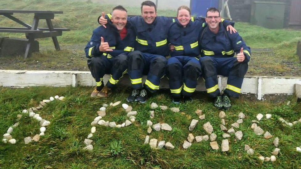 The team of fundraisers at the top of Snaefell