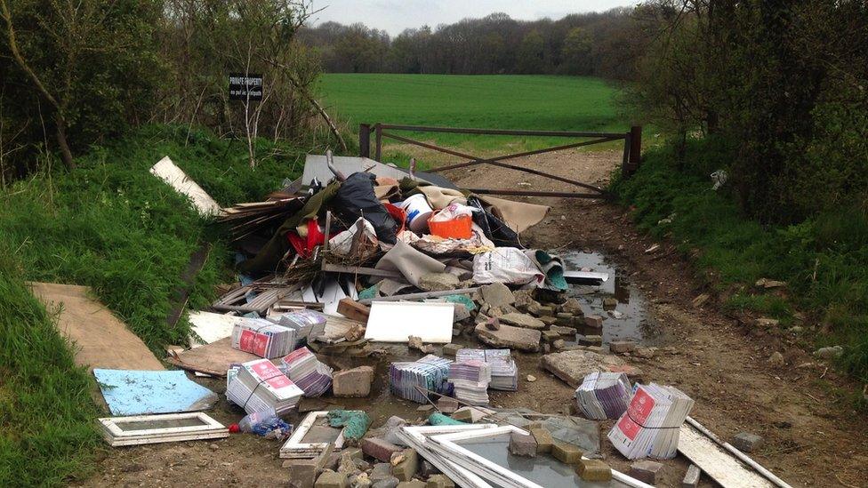 Fly-tipping near Dartford, Kent (file image)