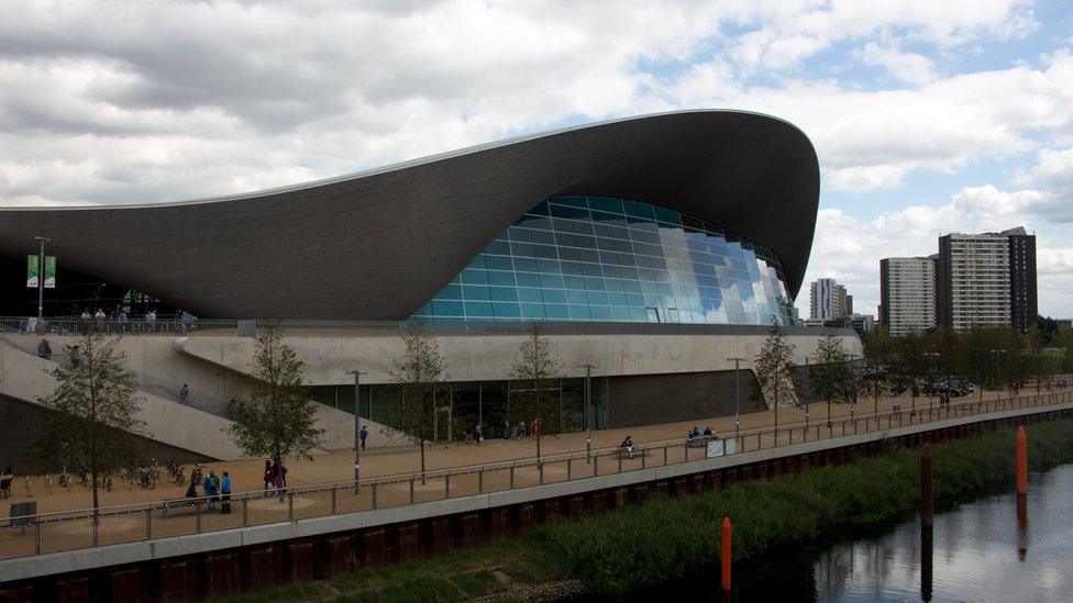 The London Aquatics Centre in the Queen Elizabeth Olympic Park, Stratford, London