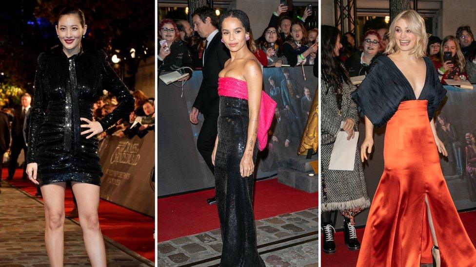 Claudia Kim who plays Nagini, Zoë Kravitz who plays Leta Lestrange and Alison Sudol who plays Tina's younger sister, Queenie Goldstein, were out on the red carpet with their co-stars.