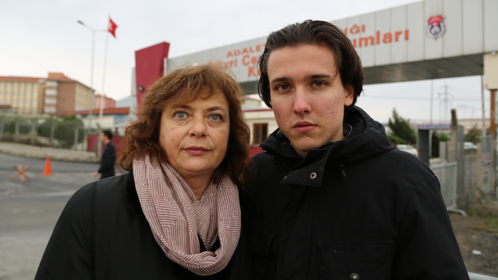 Can Dundar's wife Dilek (left) and son Ege