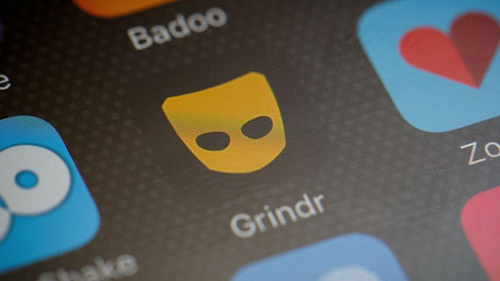 Stock image of Grindr on phone screen