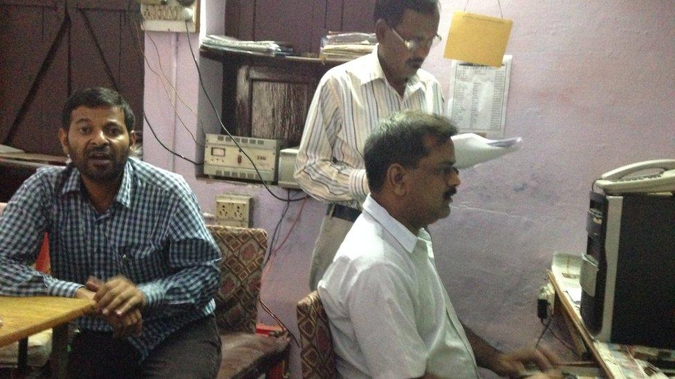 Local journalists in Shahjahanpur in their shared office space