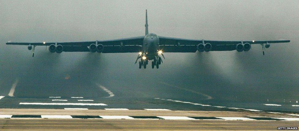 B-52 taking off