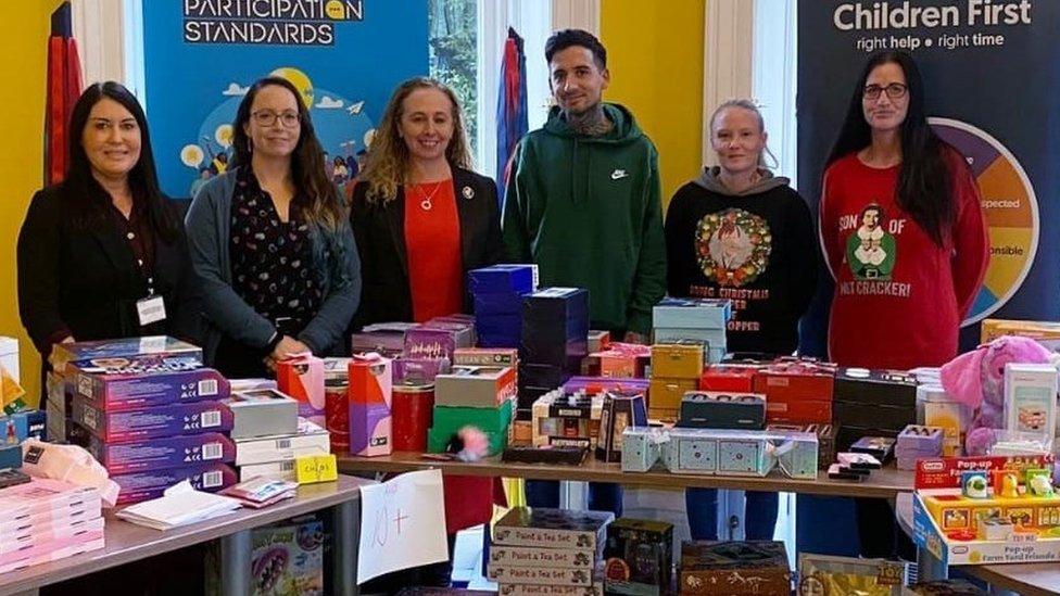 Elaine Walker, Associate Director for Engagement, Assistant Minister for Children and Education, Deputy Louise Doublet, Minister for Children and Education, Deputy Inna Gardiner and Cheyenne O’Connor and colleagues, Dominic and Kelly