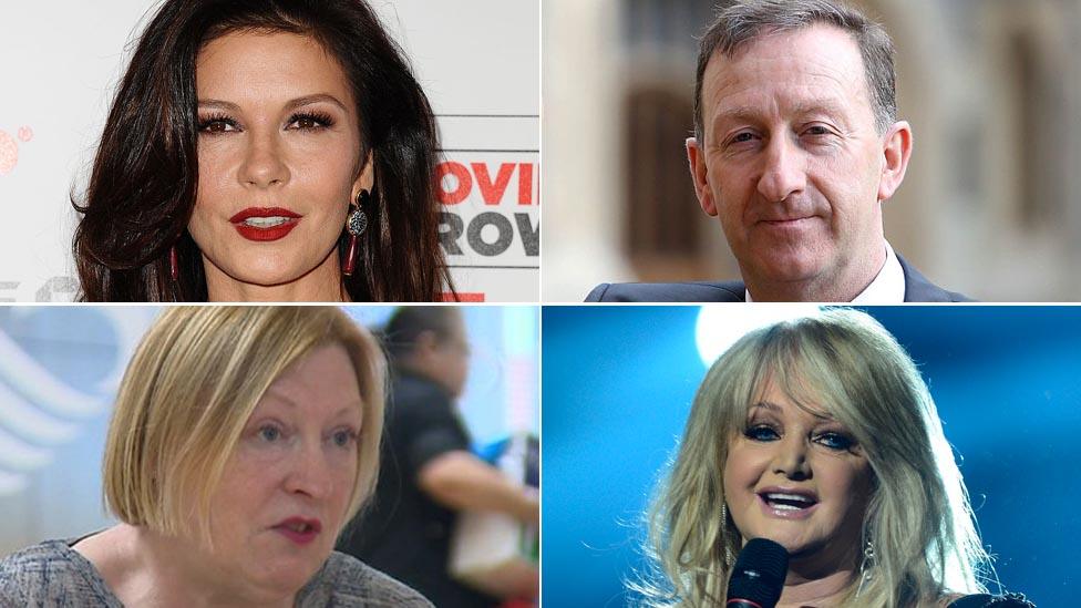 Catherine Zeta Jones, Huw Jenkins, Edwina Hart and Bonnie Tyler