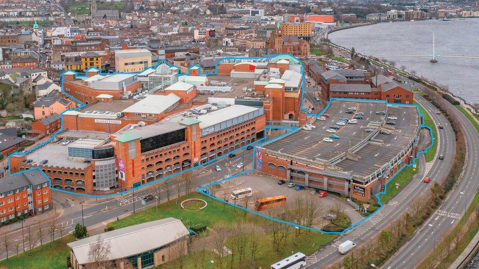 An aerial view of the site of Foyleside Shopping Centre