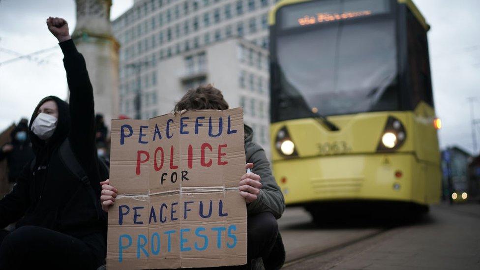 Protesters in Manchester