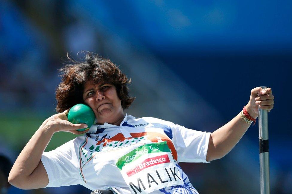 India"s Deepa Malik competes to win the silver in the women"s final shot put F53 athletics event during the Paralympic Games at Olympic Stadium in Rio de Janeiro, Brazil, Monday, Sept. 12, 2016