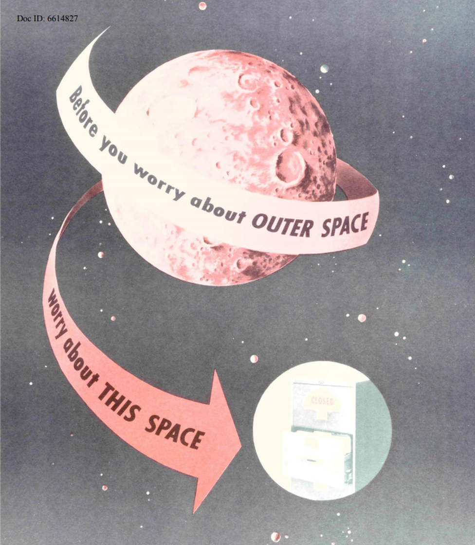 "Before you worry about outer space..." planets feature on an NSA poster