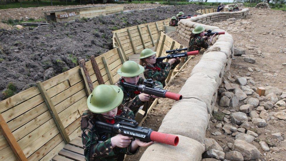 Pupils in trenches