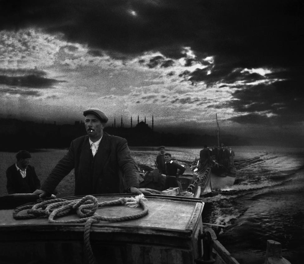 Kumkapi fishermen returning to port in the first light of dawn. 1950