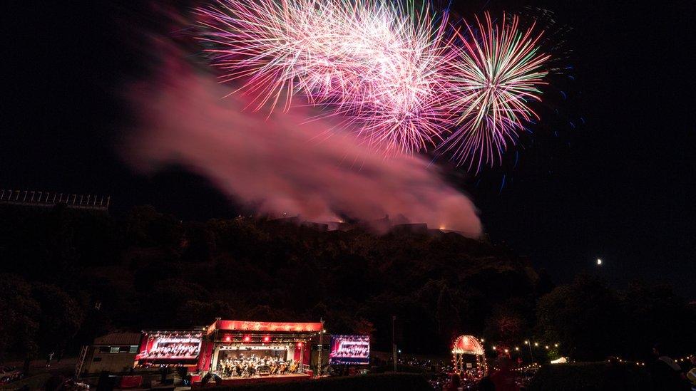 Fireworks over Edinburgh Castle marking the end of the 70th Edinburgh Festival during the annual closing concert at Princes Street Gardens on August 28, 2017