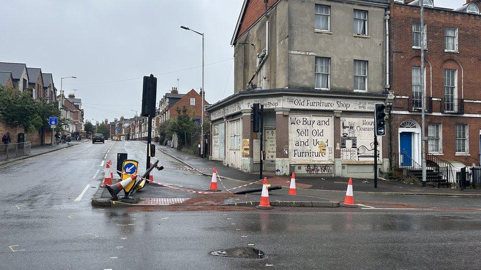 Site of police / ambulance crash in Reading