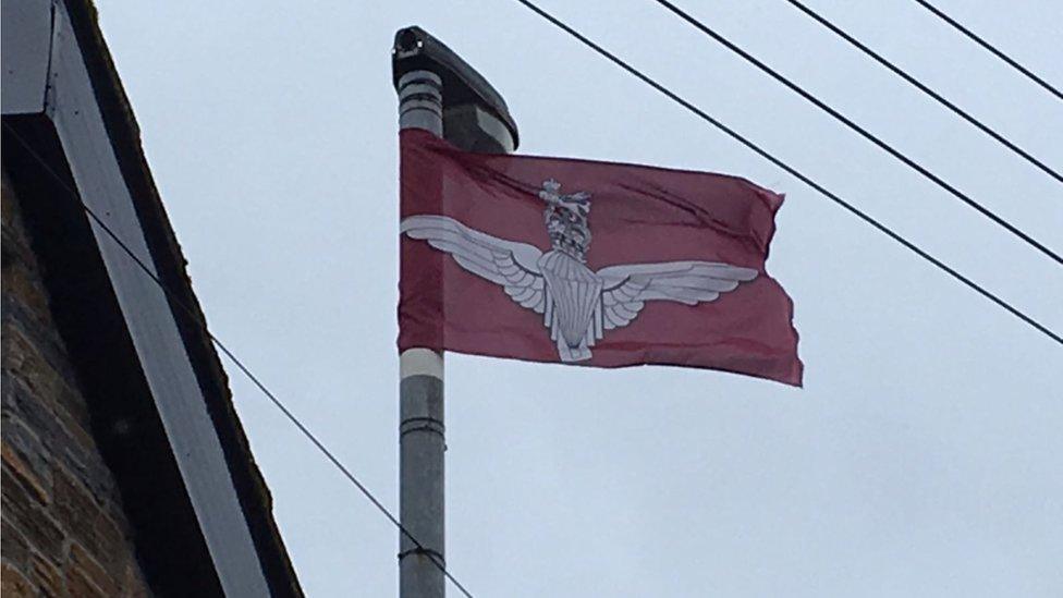 parachute regiment flags on lampost