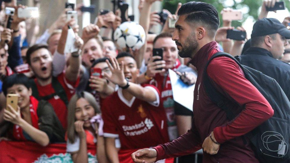 Emre Can of Liverpool arrives in Kiev