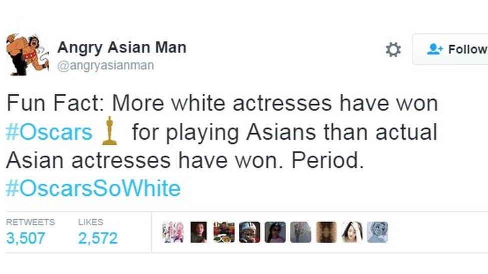 Fun Fact: More white actresses have won #Oscars for playing Asians than actual Asian actresses have won. Period